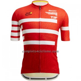 Completo Maglia + Pantaloncino con bretelle 2022 Tour de France Manica Corta Kopenhagen Rosso Bianco